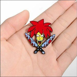 The Simpsons Sideshow Bob Halloween Knife Krusty Enamel Pin Brooch Lapel Badge